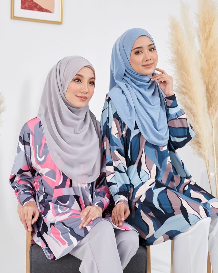 Blouse Lisa Premium Printed - Marble Greyish - Image 6