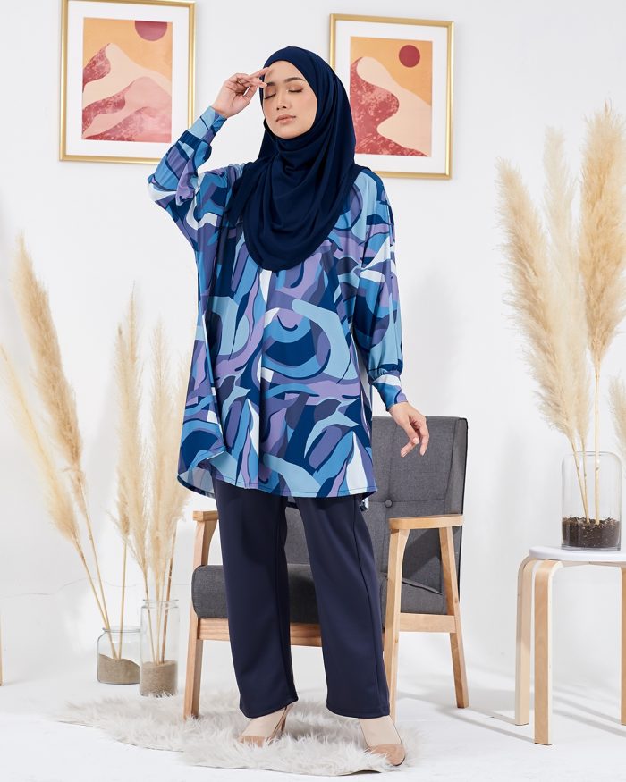 Blouse Lisa Premium Printed - Marble Aegean - Image 4