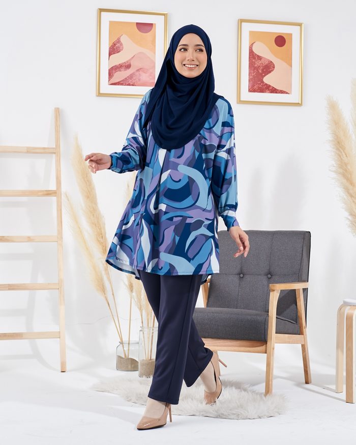 Blouse Lisa Premium Printed - Marble Aegean