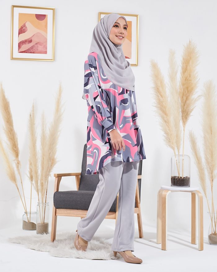 Blouse Lisa Premium Printed - Marble Greyish