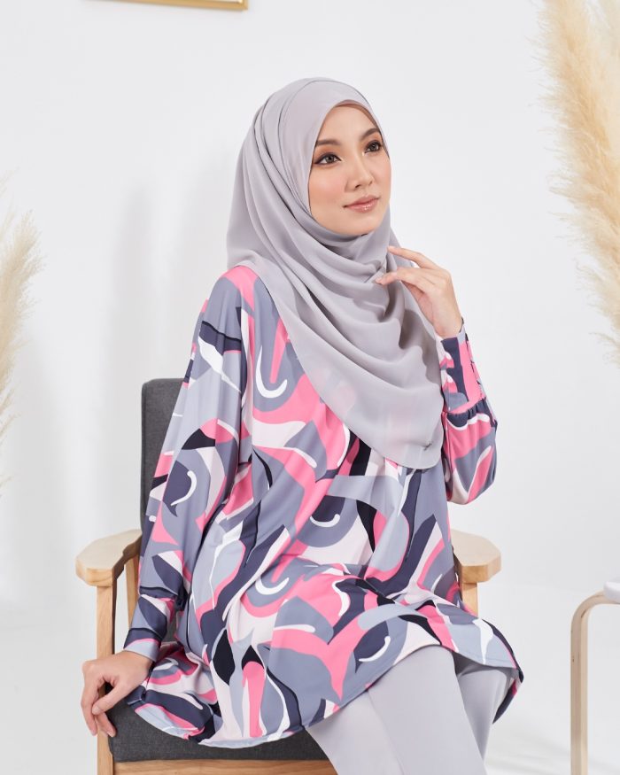 Blouse Lisa Premium Printed - Marble Greyish - Image 3