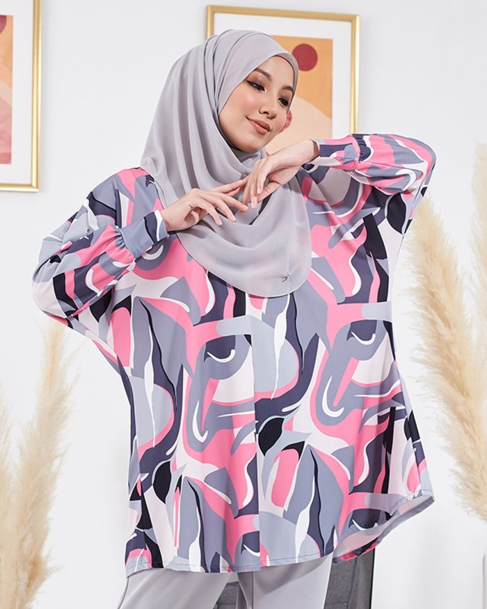 Blouse Lisa Premium Printed - Marble Greyish - Image 2