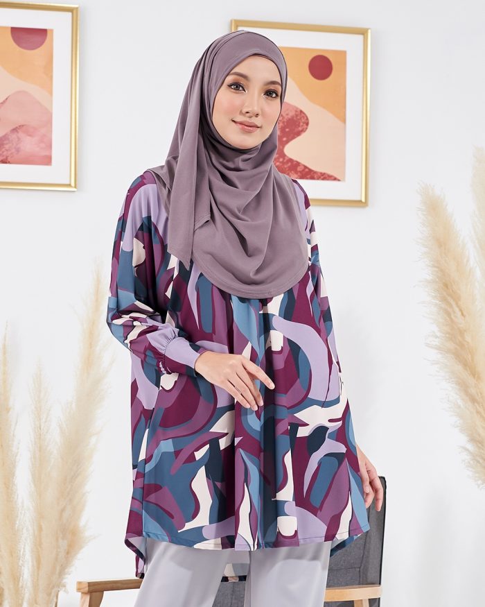 Blouse Lisa Premium Printed - Marble Mulberry - Image 3