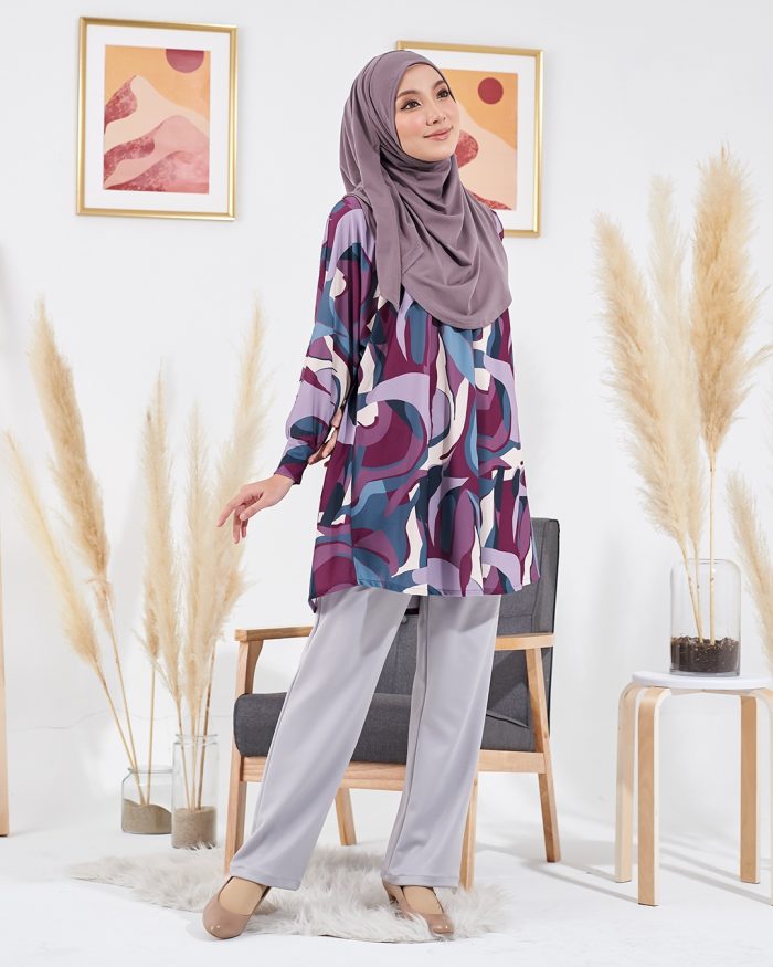 Blouse Lisa Premium Printed - Marble Mulberry