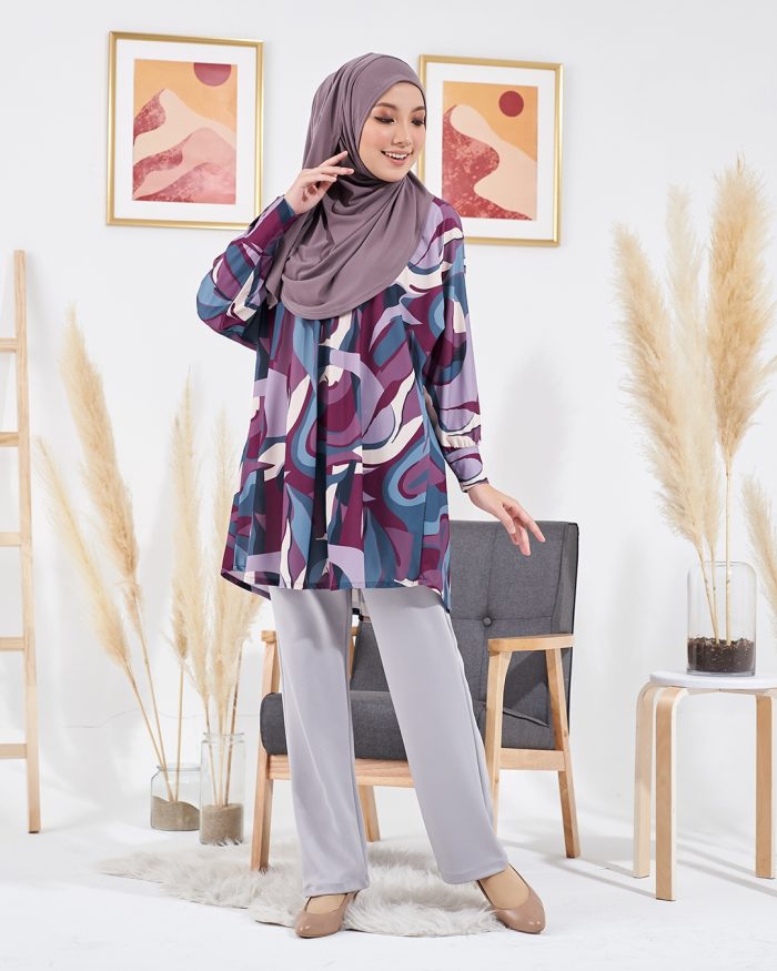 Blouse Lisa Premium Printed - Marble Mulberry - Image 4