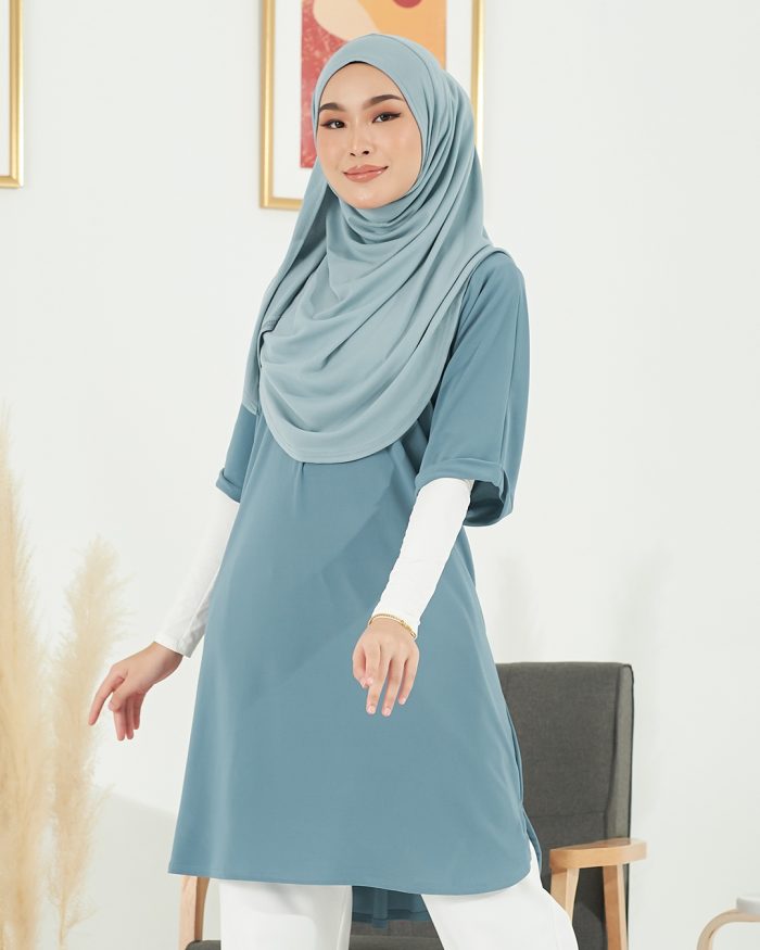 Blouse Homey Plain Lydia - Teal Blue - Image 2