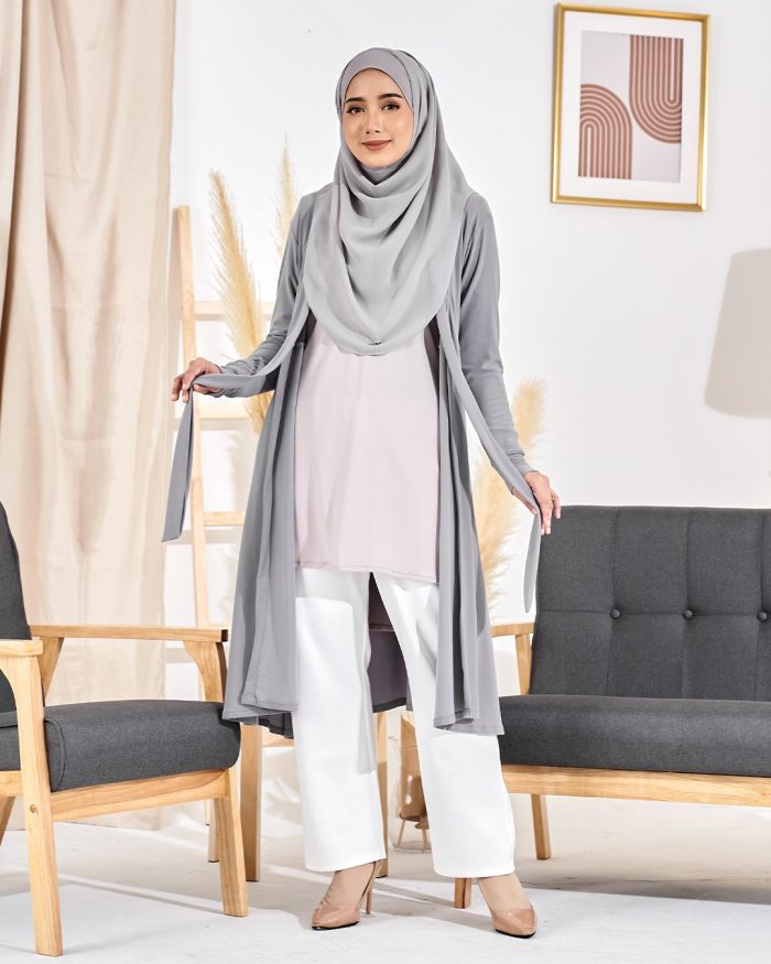 Long Cardigan Lina 2.0 - Cloudy Grey - Image 3