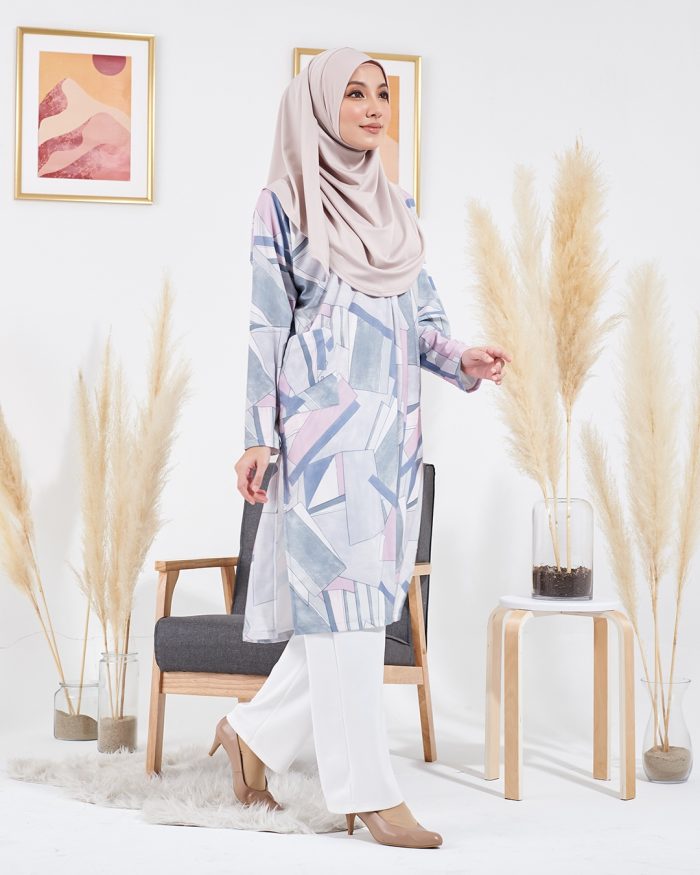 Tunic Linda Premium Printed - Abstract Silver - Image 2