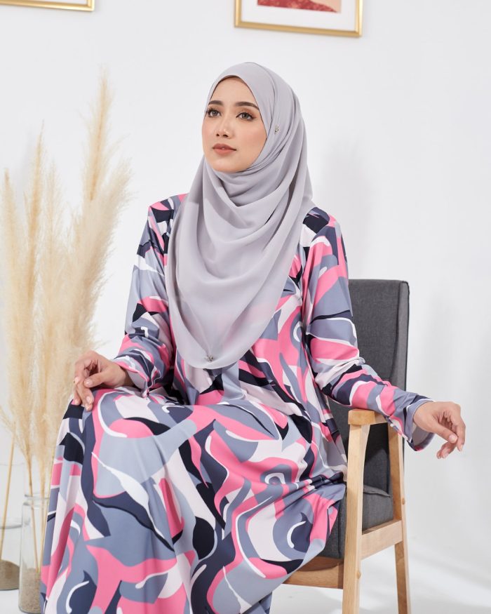 Kaftan Laina Premium Printed - Marble Greyish - Image 3