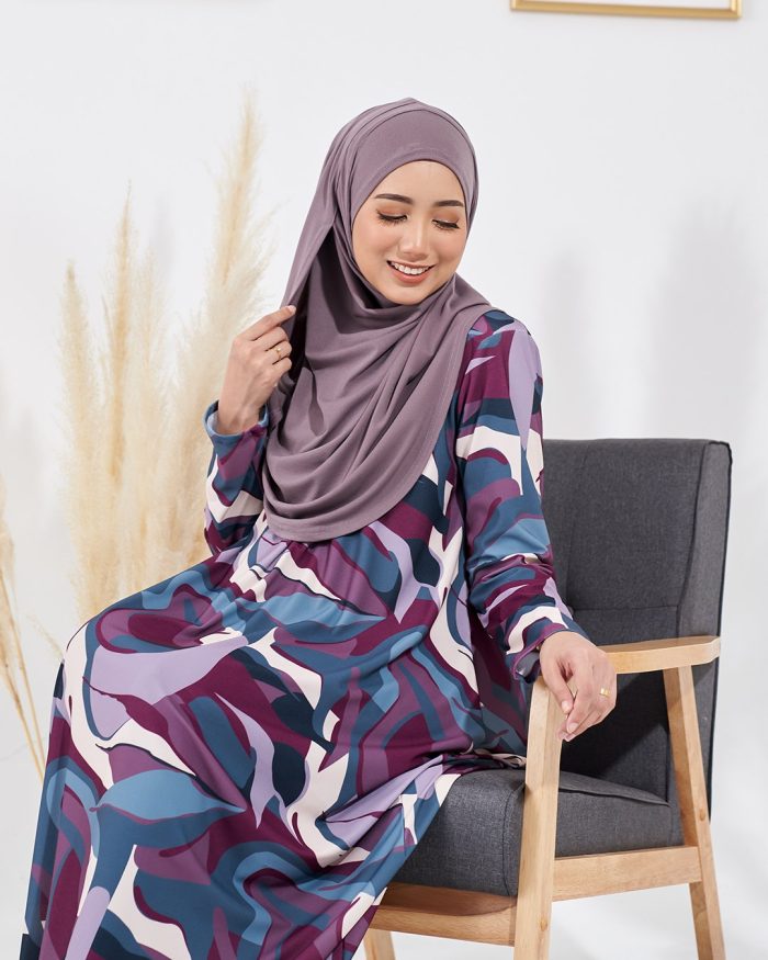Kaftan Laina Premium Printed - Marble Mulberry - Image 3