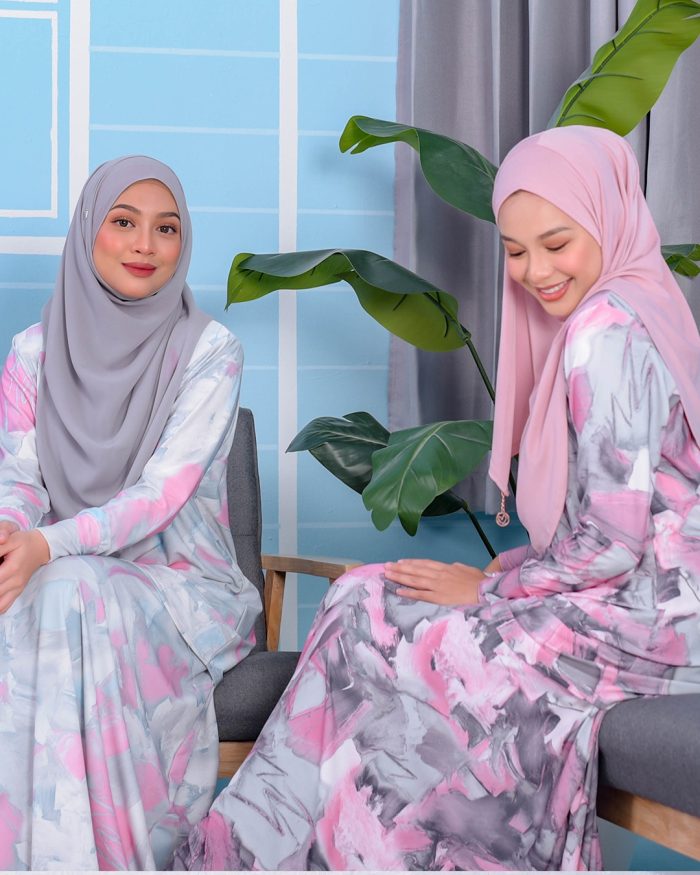 Baju Kurung Premium Printed Lainey - Limestone Pink - Image 5
