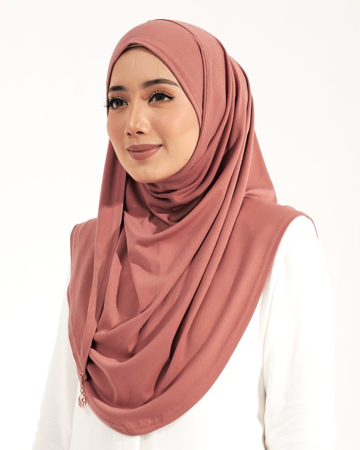 Tudung Sarung Instant Lunia (M) - Living Coral - Image 3