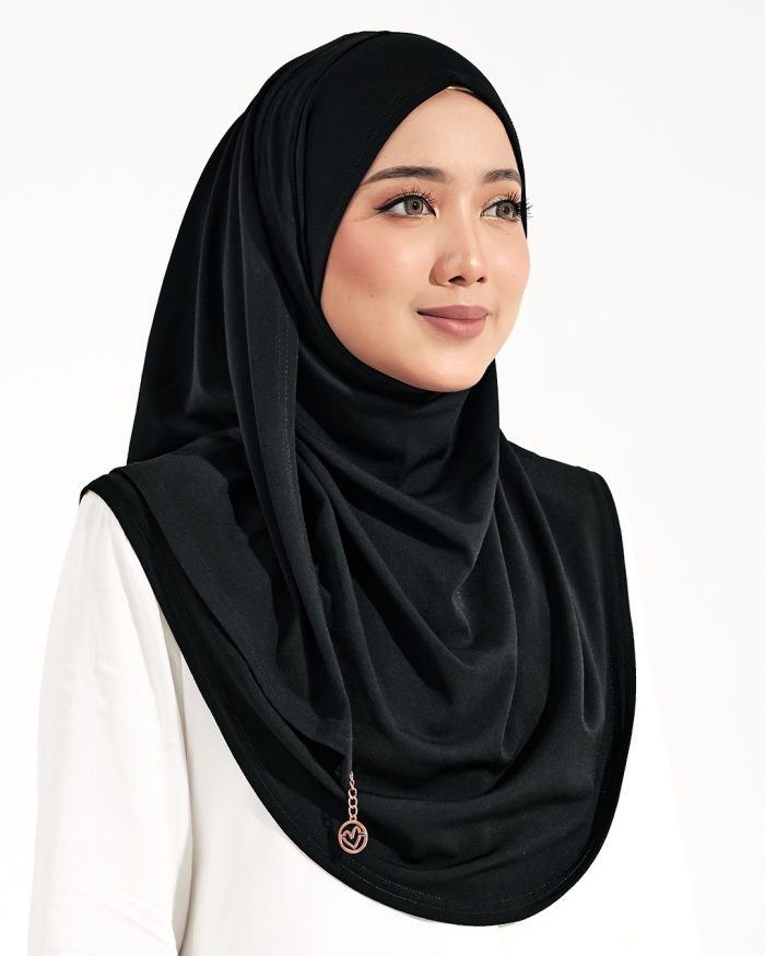 Tudung Sarung Instant Lunia (M) - Ebony Black - Image 2