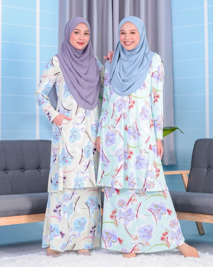 Baju Kurung Pahang Laura Printed 2.0 - Azalea Pink - Image 5