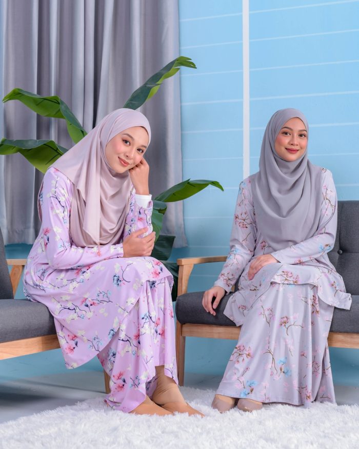 Baju Kurung Pahang Laura Printed 2.0 - Magnolia Pinkish - Image 5