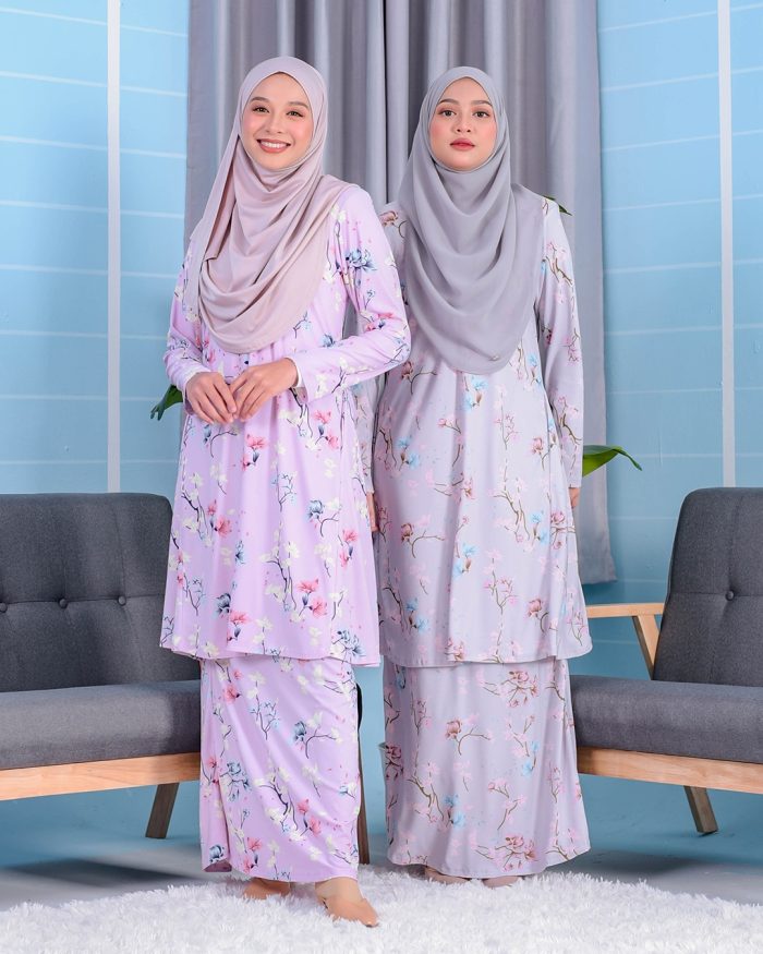 Baju Kurung Pahang Laura Printed 2.0 - Sakura Celery - Image 5