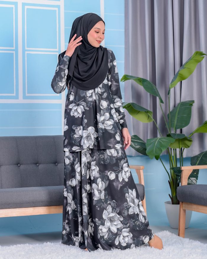 Baju Kurung Premium Printed Lainey - Amanda Blacky - Image 2