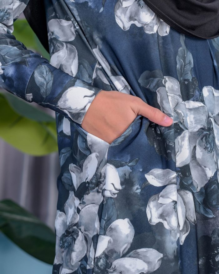 Baju Kurung Premium Printed Lainey - Amanda Navy - Image 5