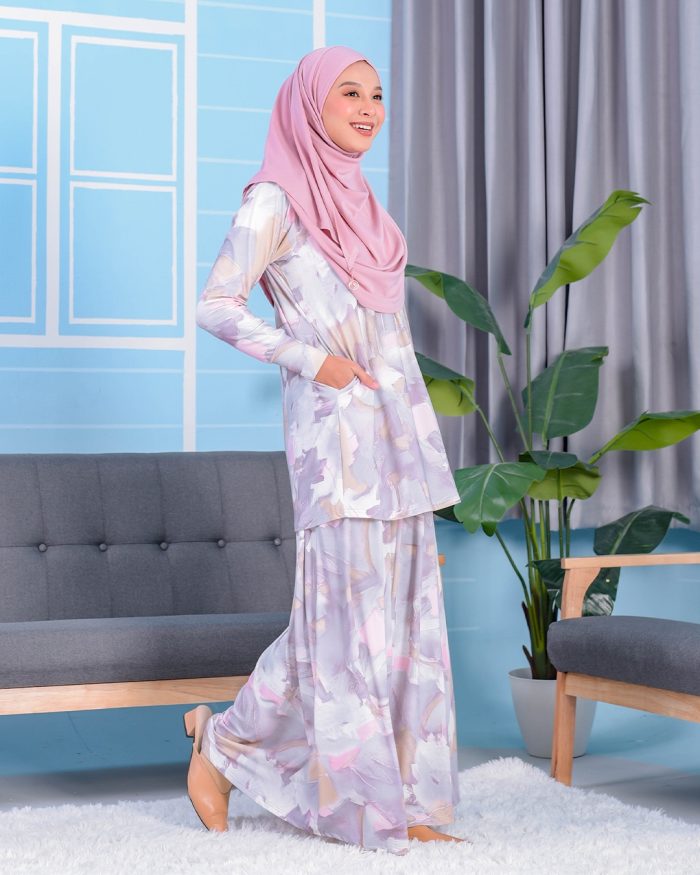 Baju Kurung Premium Printed Lainey - Limestone Sandy - Image 2