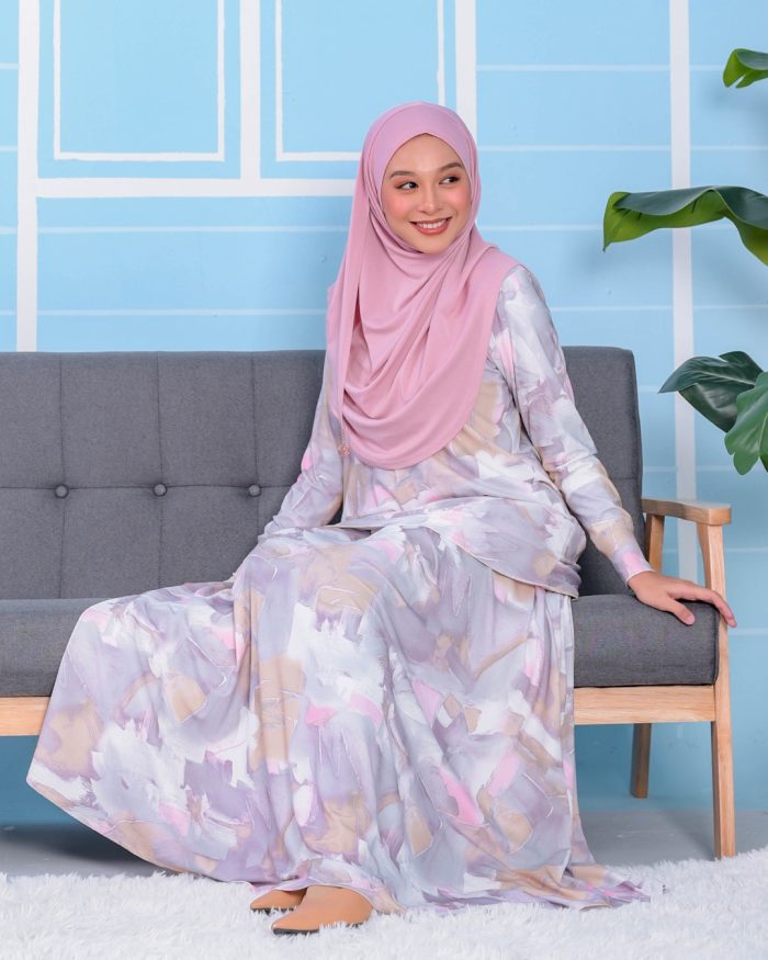 Baju Kurung Premium Printed Lainey - Limestone Sandy - Image 3