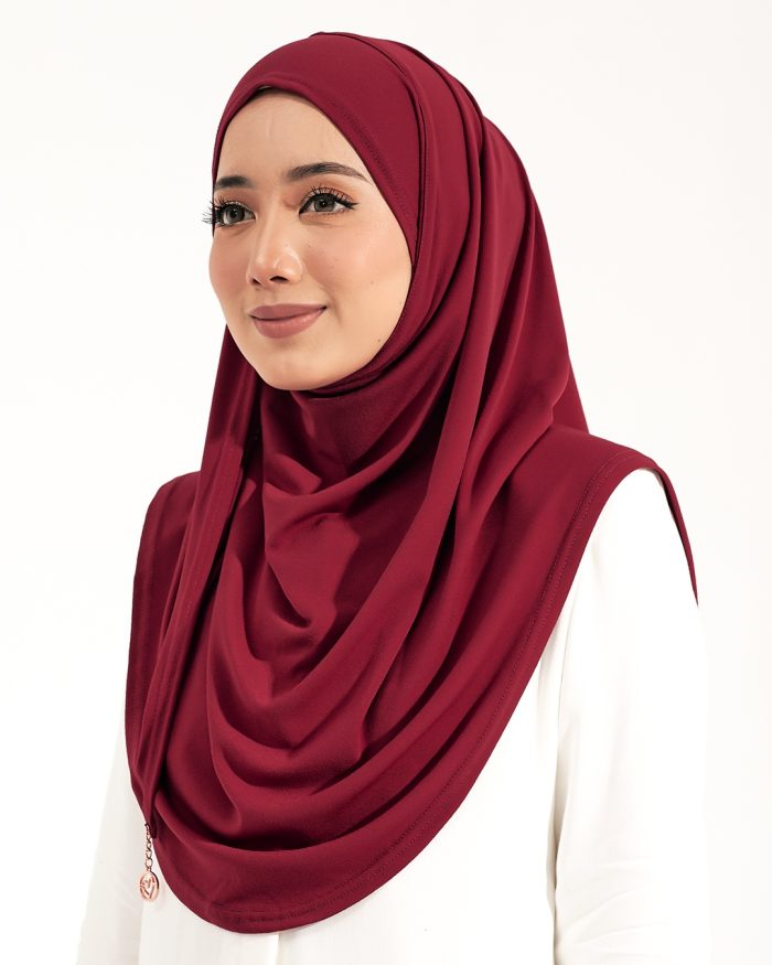 Tudung Sarung Instant Lunia (M) - Ruby Red - Image 3