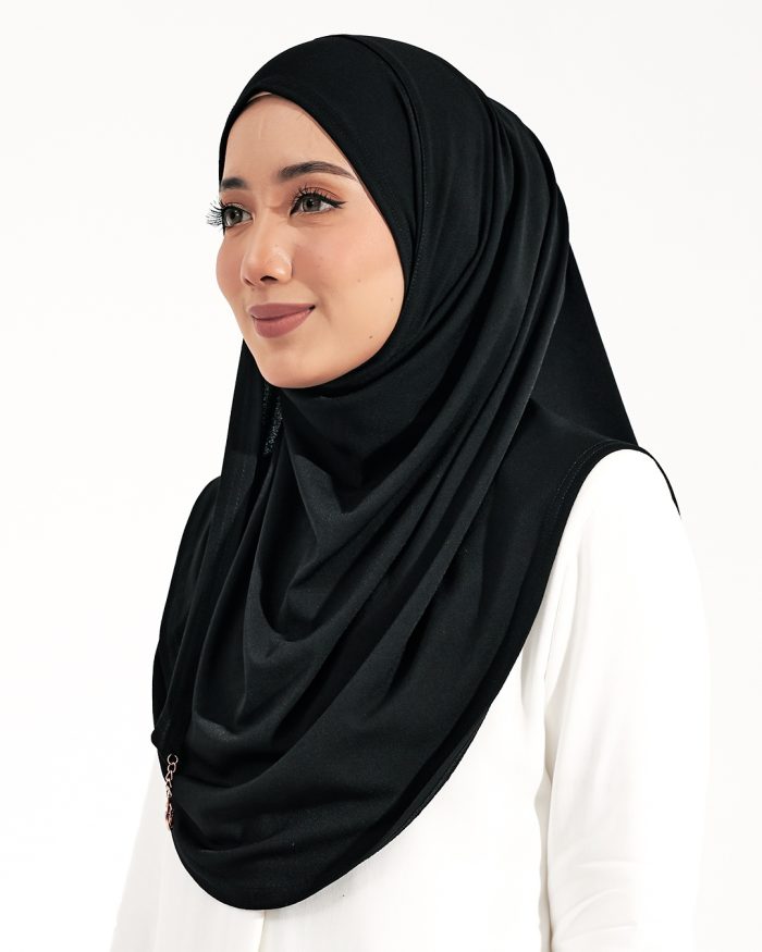 Tudung Sarung Instant Lunia (M) - Ebony Black - Image 3