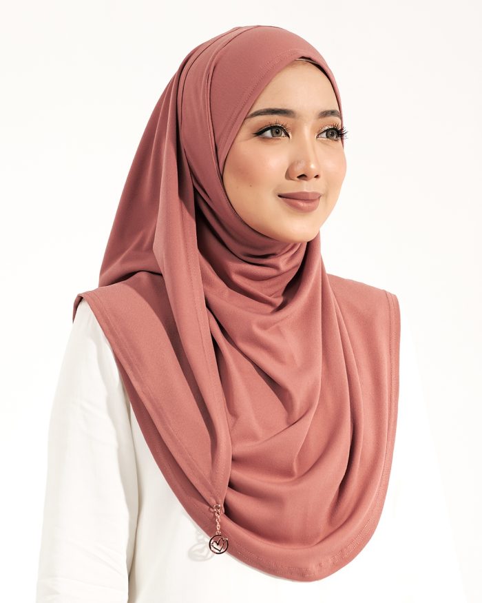 Tudung Sarung Instant Lunia (M) - Living Coral - Image 2