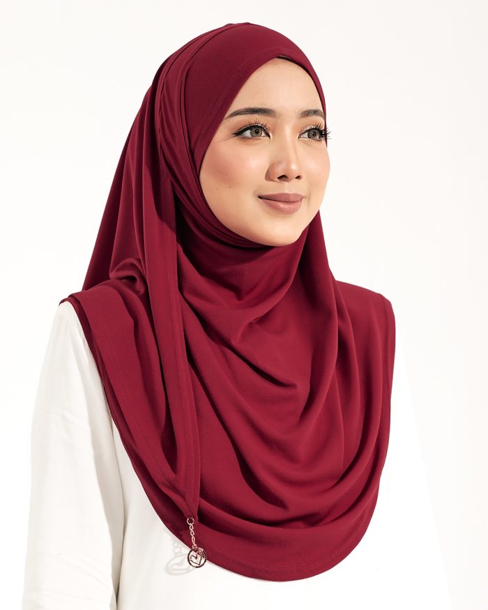 Tudung Sarung Instant Lunia (M) - Ruby Red - Image 2