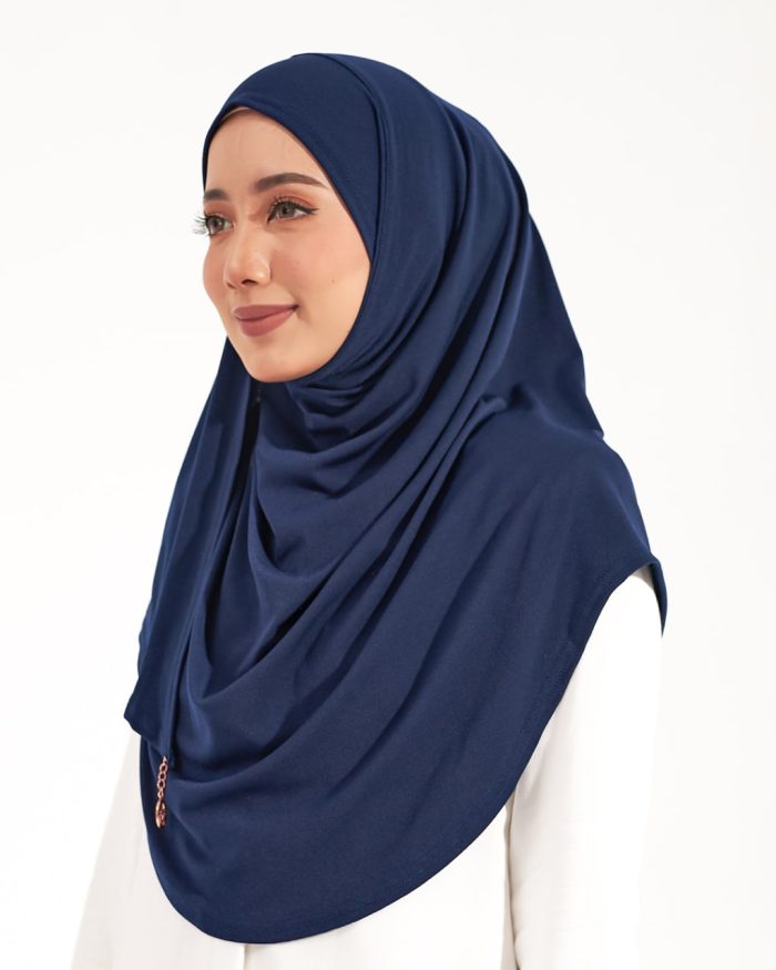 Tudung Sarung Instant Lunia (L) - Midnight Blue - Image 3