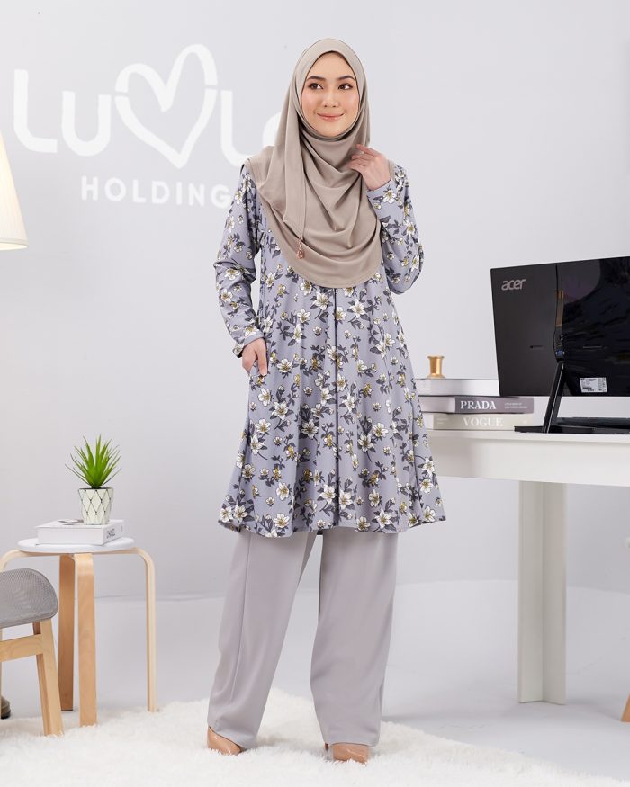 Blouse Printed Lavina - Grey Daisy - Image 2