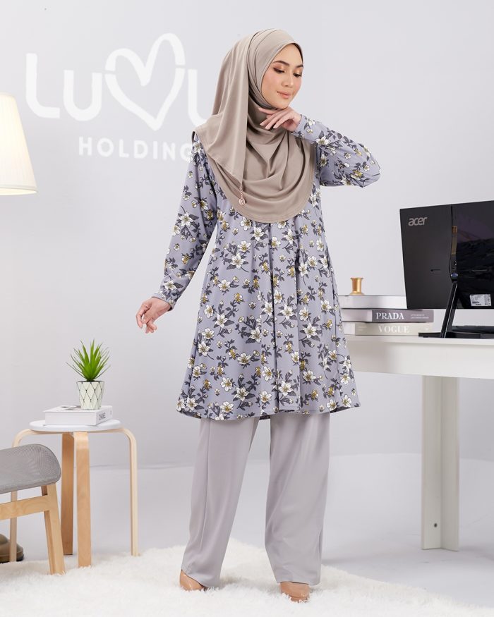 Blouse Printed Lavina - Grey Daisy