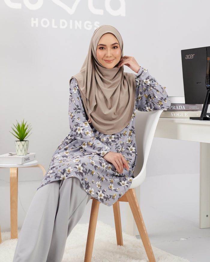 Blouse Printed Lavina - Grey Daisy - Image 3