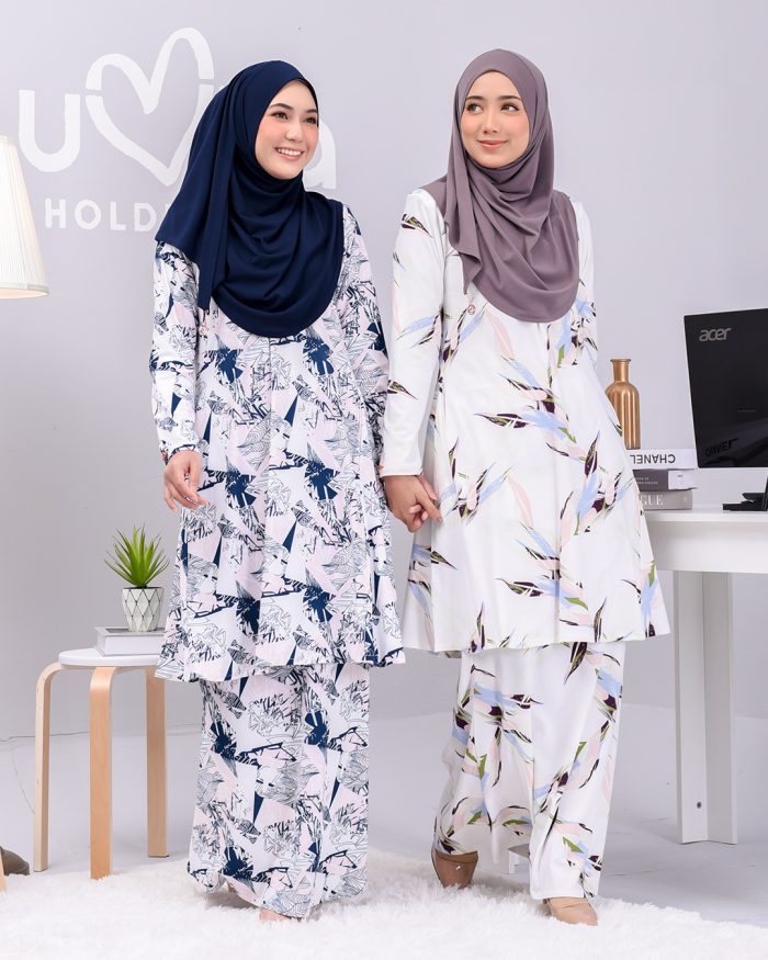 Baju Kurung Pahang Laura Printed 2.0 - Grey Camouflage - Image 5