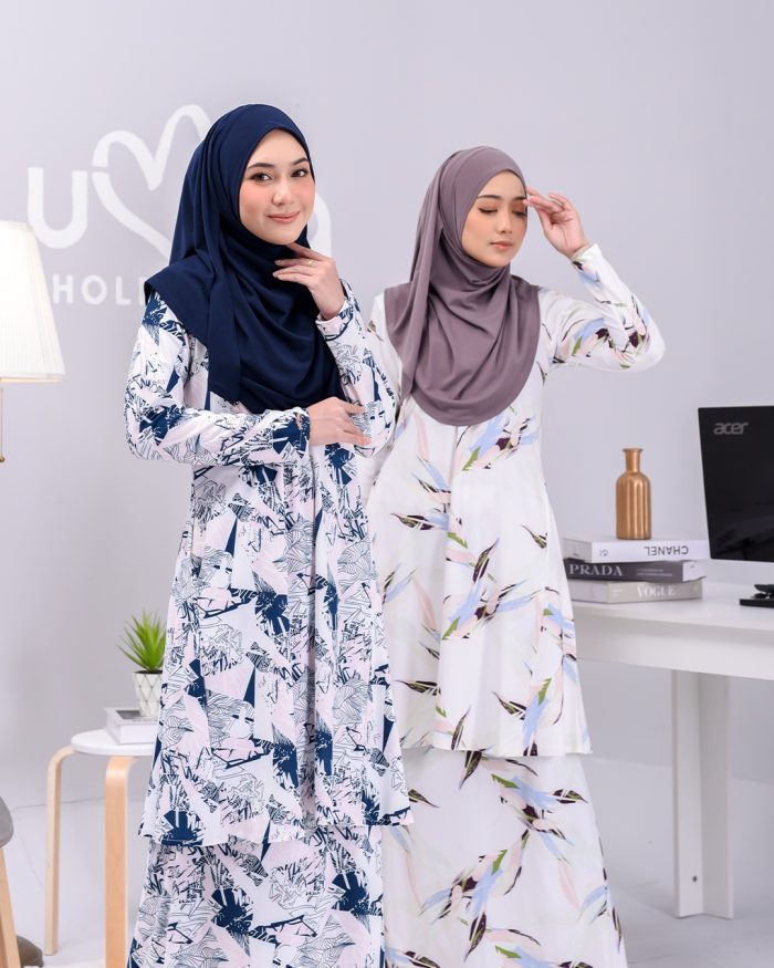 Baju Kurung Pahang Laura Printed 2.0 - Pink Plaid - Image 4