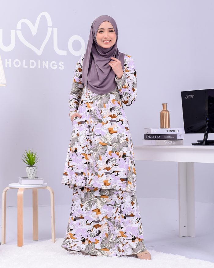 Baju Kurung Pahang Laura Printed 2.0 - Hibiscus Mix