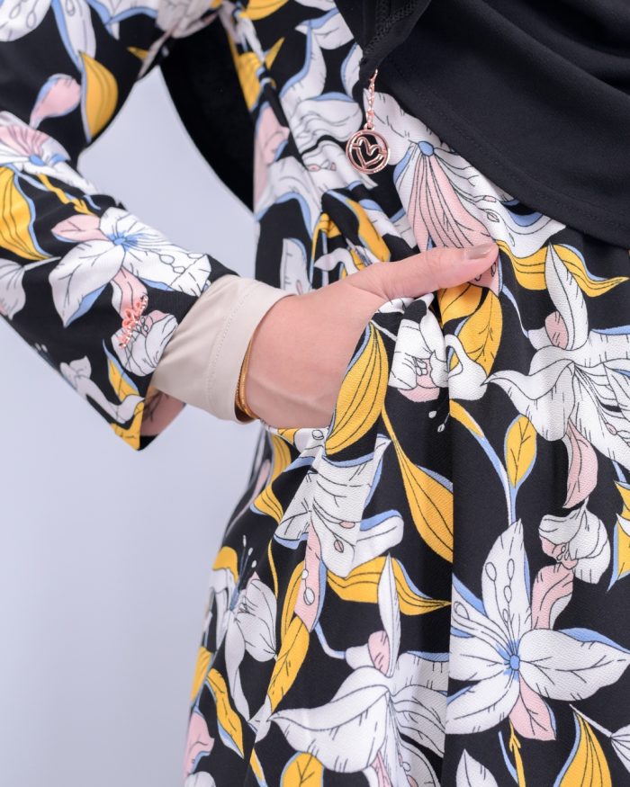 Baju Kurung Lola Printed - Black Lily - Image 6