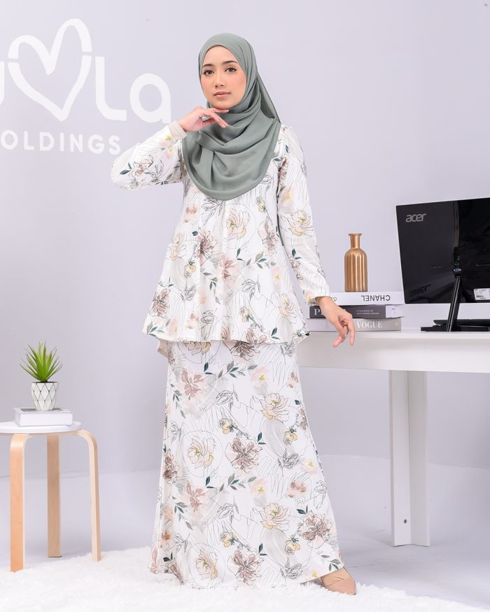 Baju Kurung Lola Printed - Carnation Tea - Image 2
