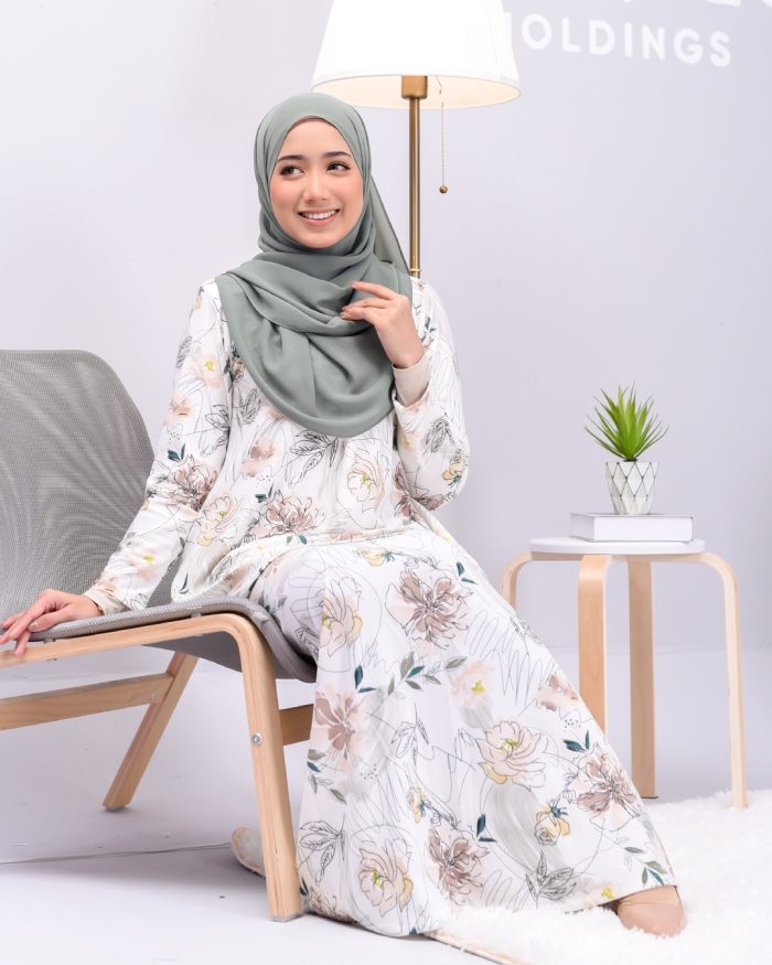 Baju Kurung Lola Printed - Carnation Tea - Image 4