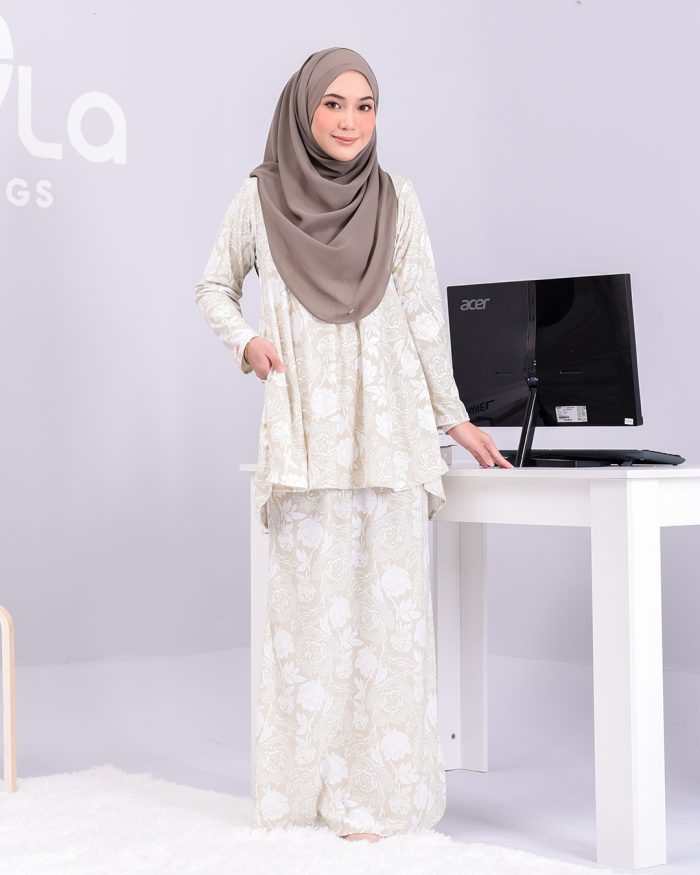 Baju Kurung Lola Printed - Gossamer Green - Image 4