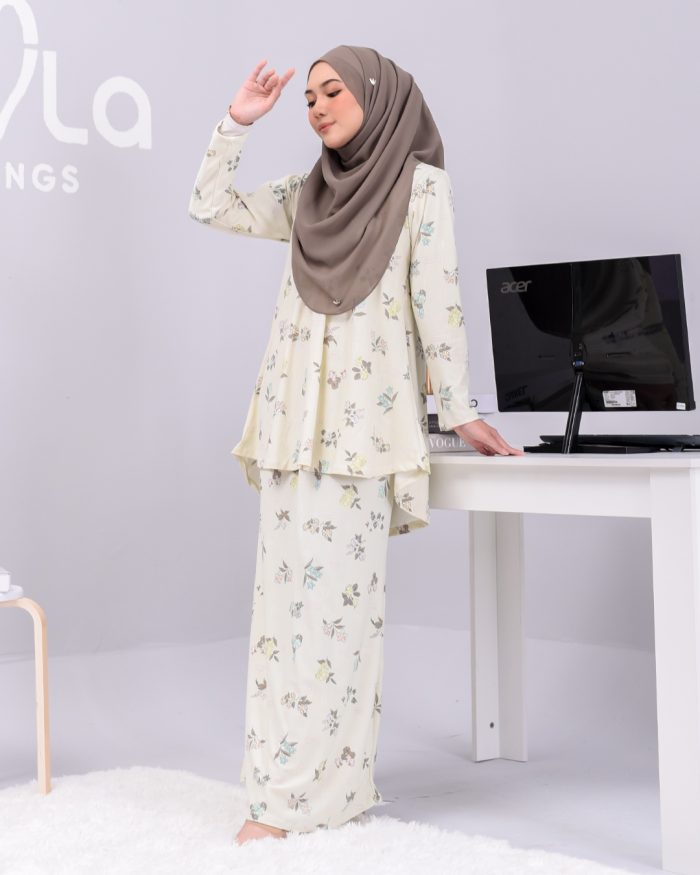Baju Kurung Lola Printed - Lime Anne