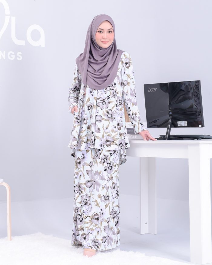 Baju Kurung Lola Printed - Mint Peony