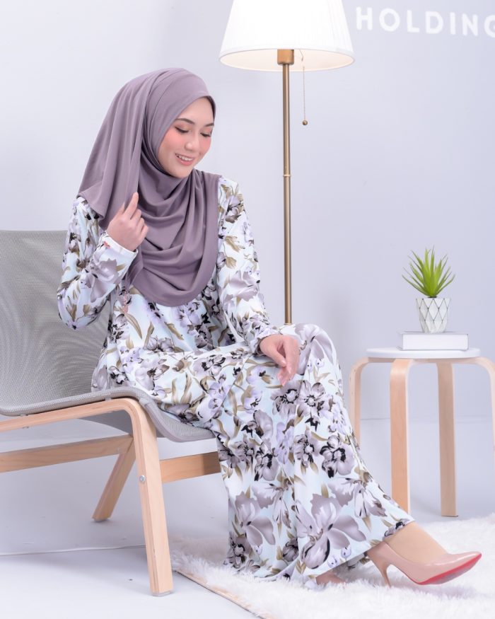 Baju Kurung Lola Printed - Mint Peony - Image 3