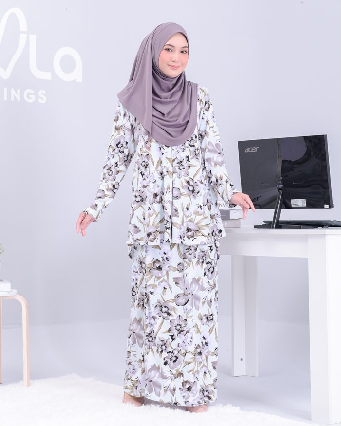 Baju Kurung Lola Printed - Mint Peony - Image 4