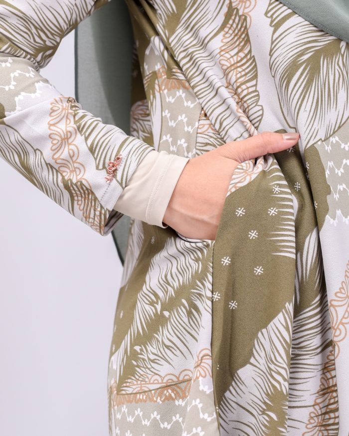Baju Kurung Lola Printed - Olive Romarin - Image 7