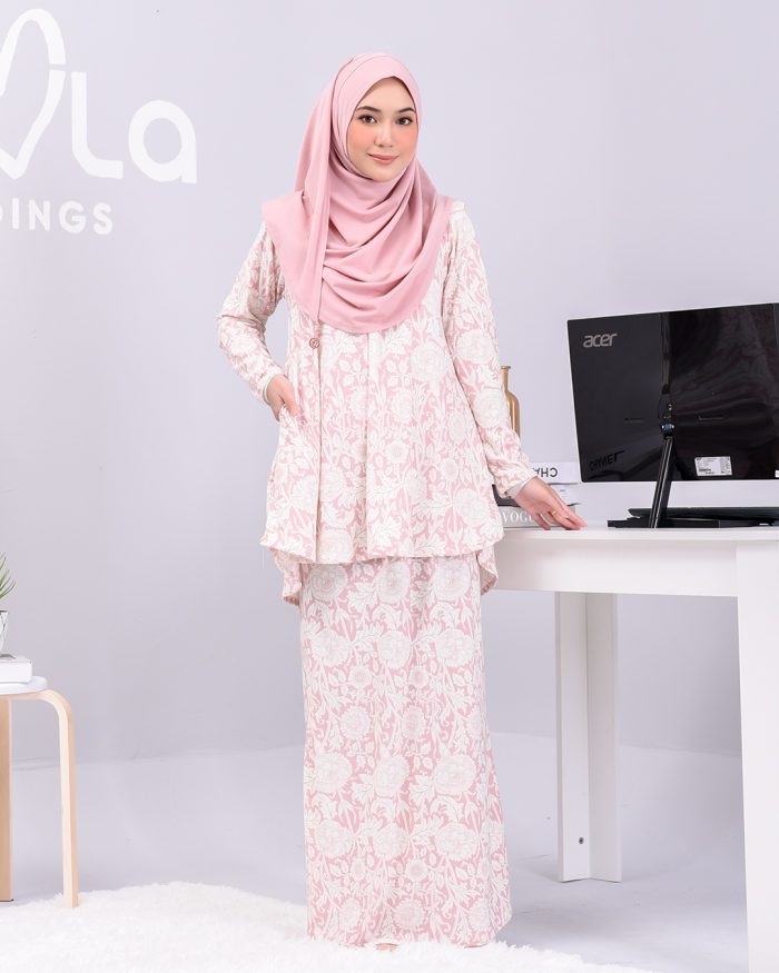 Baju Kurung Lola Printed - Pink Marigold - Image 3