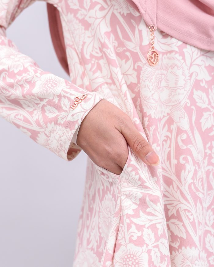 Baju Kurung Lola Printed - Pink Marigold - Image 5