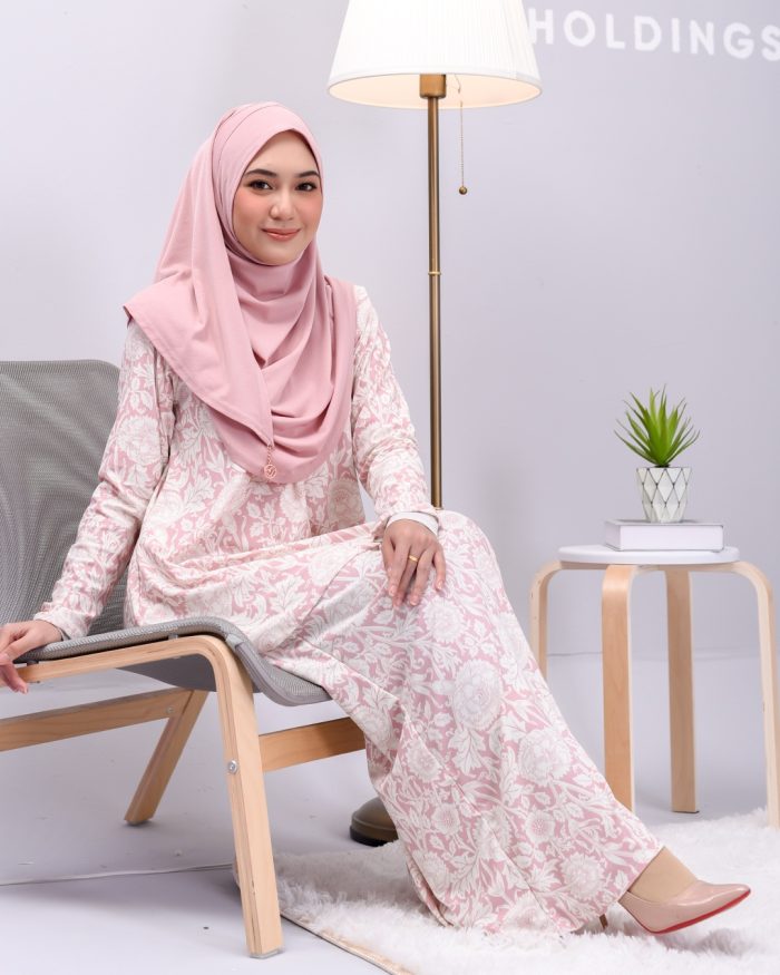 Baju Kurung Lola Printed - Pink Marigold - Image 6