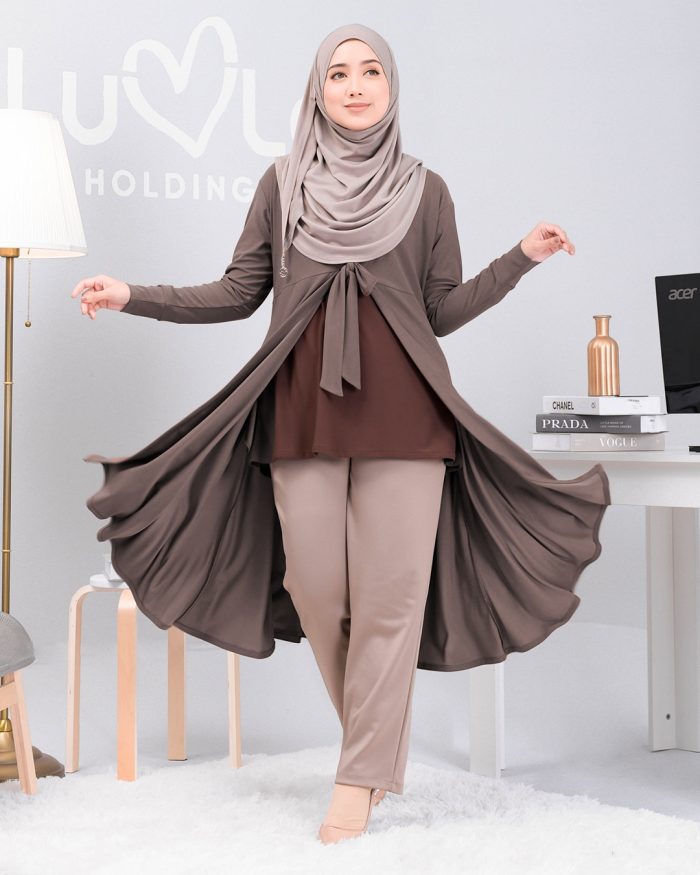 Long Cardigan Lina - Cedar Brown