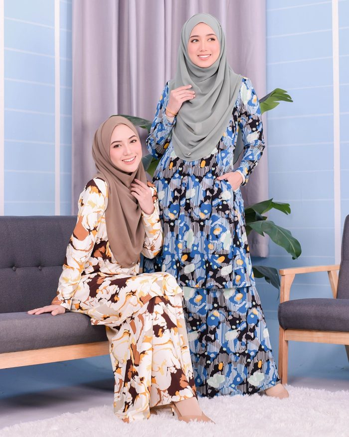 Baju Kurung Pahang Laura Printed 3.0 - Brick Cream - Image 4