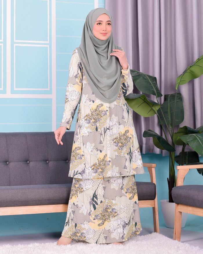 Baju Kurung Pahang Laura Printed 3.0 - Pistachio Fern - Image 2